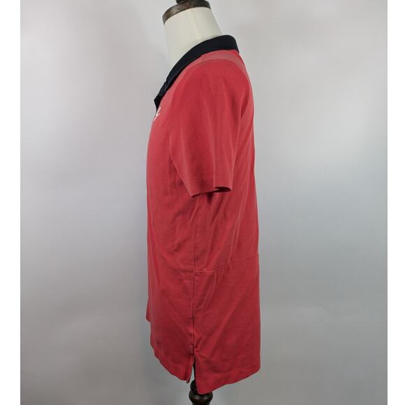 Nike Mens Medium Polo 100% Cotton Coral Logo Casual Black Golf Sports 2 Button - Picture 2 of 10